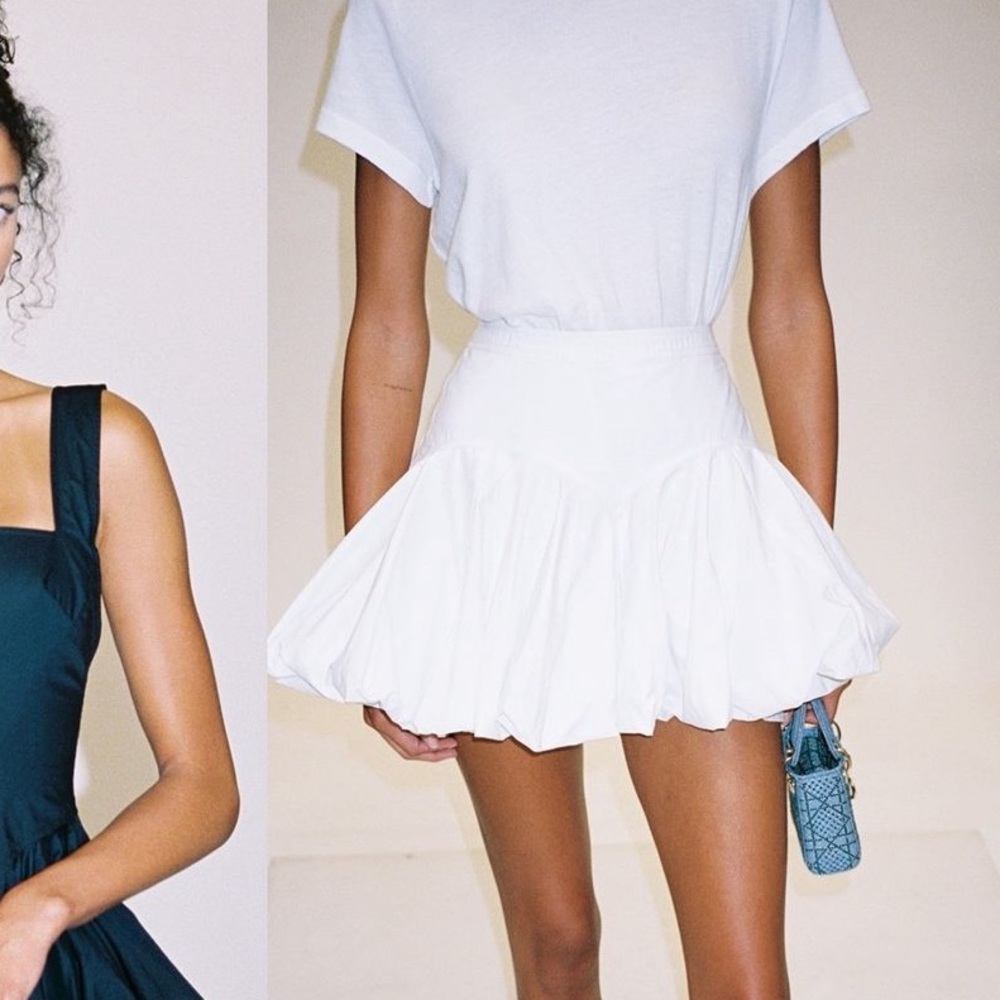 HELSA POPPLIN BUBBLE SKIRT IN WHITE